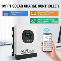 Controlador de Carga Solar Inteligente MPPT de 40A 48V con Pantalla LCD, Doble USB y Sensor de Temperatura para Sistemas Fuera de la Red, RV y Barcos