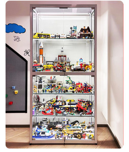 Vitrine <span class=keywords><strong>Lego</strong></span> Modulaire Noire Anti-poussière Transparente Personnalisable pour Modèles de Jouets et Boîtes Mystères, Rangement Mobile Rotatif avec Clé - Product Image 6
