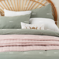 Cubrecama Acolchado de Algodón Sólido, Cubrecama Minimalista con Puntadas Cuadradas, Ropa de Cama Suave 100% Algodón para Dormitorio y Hostelería