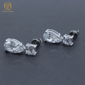 Pendientes Colgantes de Platino con Diamantes Cultivados en Laboratorio, Corte Pera y Cojín, con Certificado IGI, para Mujer - Product Image 2