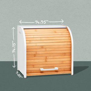 Caja de Almacenamiento de Pan de Bambú con Tapa Abatible y Asa, Rectangular, Estilo Nórdico, para Uso en la Cocina o Escritorio - Product Image 3