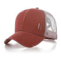 Gorra trucker vintage de verano para mujer, nueva, de algodón lavado, con malla, visera curva, moderna, para cola de caballo, con logotipo personalizable impreso, estilo vintage.