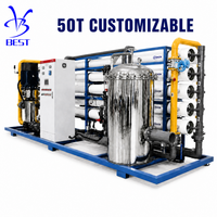 Système de purification d'eau RO 50 000 LPH, usine d'osmose inverse industrielle 50 T/H avec système de contrôle automatique PLC, châssis en acier inoxydable SS304