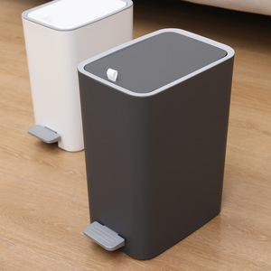 Foot Operated Kitchen Trash Can 8L Rectangular Pedal Indoor Waste <b>Bin</b> - Product Image 3