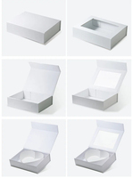 Boîte d'emballage cadeau en papier avec couvercle à fermeture magnétique pliable personnalisé avec fenêtre transparente