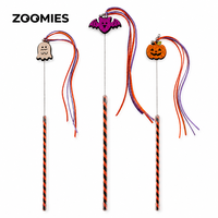 Jouet promotionnel d'Halloween en feutre double face pour chat, baguette de chat avec motifs fantôme, chauve-souris et citrouille mignons, pour la vente en gros de jouets saisonniers pour animaux de compagnie