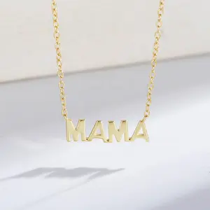 KN1707 Dainty Letter Charm Pendant Jewelry Plated Sideways Initial Mom MAMA Necklace Cross Women's Chains 925 Sterling Silver