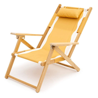 Chaise pliante de plage en bois couleur personnalisée, chaise inclinable avec poche, chaise d'extérieur en bois réglable avec appui-tête