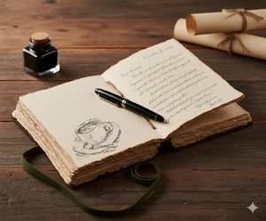 สมุดบันทึกปกหนังลายนูนดอกไม้สีเขียว ทำมือ กระดาษขอบหยัก สไตล์วินเทจ สมุดบันทึกแบบเรียบง่าย - Product Image 4