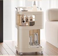 Chariot utilitaire multifonctionnel moderne à double niveau en plastique PP+ABS, unité de rangement mobile écologique pour salon