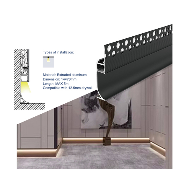 SK1270 Aluminum LED Profile for Skirting Board LED Drywall Lighting Profile Aluminum Skirting Board for Interior Lighting