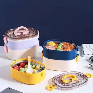 Beeman กล่องเบนโตะพลาสติกสองชั้นกันรั่วและรักษาความร้อนได้ตามต้องการกล่องอาหารกลางวันสำหรับเด็ก<span class=keywords><strong>ป</strong></span>ราศจากสาร BPA ขายส่ง - Product Image 4