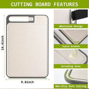 Planche à découper antibactérienne en maille double face en acier inoxydable 304 avec aiguiseur de couteau intégré - Product Image 6