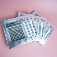 Kit d'extension de cils DIY en fibres PBT, style manga, avec étui argenté, pour cils segmentés et bouquets de cils personnalisés, prix usine