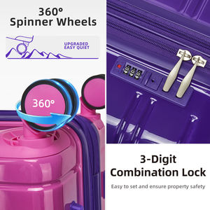 Set di <span class=keywords><strong>Valigie</strong></span> Sfumate Viola: Valigia Rigida Resistente, Borsa da Viaggio Spaziosa e <span class=keywords><strong>Kit</strong></span> di Bagagli Trolley Leggero - Product Image 3