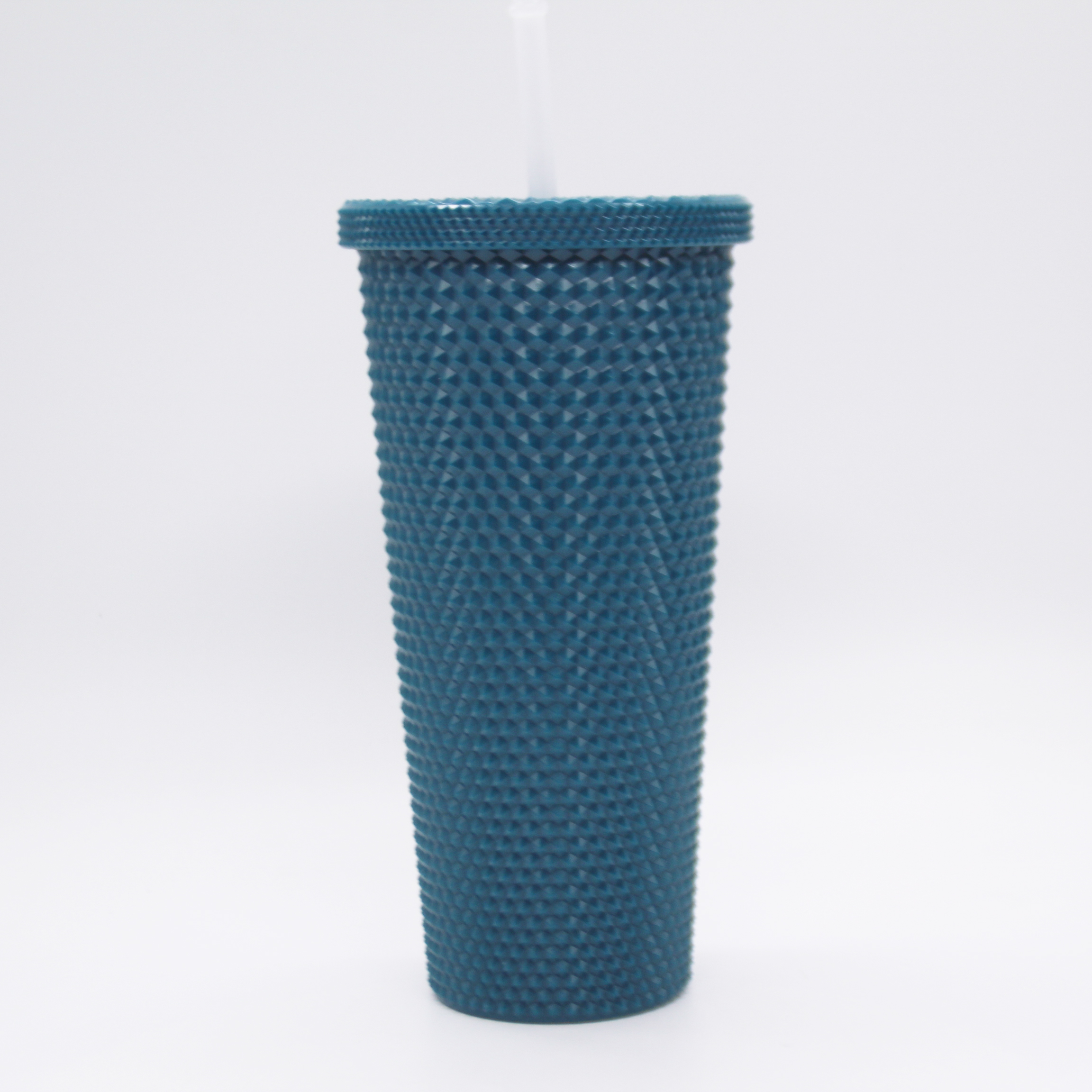Amazon Hot Selling Wholesale Deep Blue 24oz BPA Free Double Wall Plastic New Design Diamond Straw Tumbler with lid and straw
