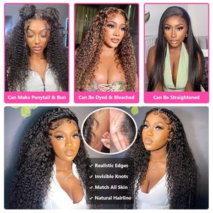 AngelBella, venta al por mayor, peluca de pelo brasileño sin cola de 200% densidad, <span class=keywords><strong>Jerry</strong></span> Curly HD 4x4, pelo Remy virgen largo, Color Natural transparente - Product Image 3