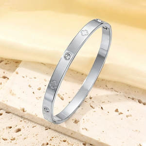 Pulsera y brazalete de acero inoxidable 316L a prueba de agua y antideslustre, chapado en oro de 14K y 18K, pulseras de diseño para mujer. - Product Image 6