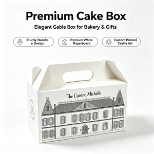 Caja de Pastel de Queso Desechable para Llevar con Impresión Personalizada, Caja para Transportar Pasteles, Caja de Embalaje para Pastel de Cumpleaños con Asa - Product Image 1