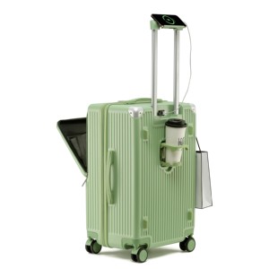 Equipaje con ruedas barato <span class=keywords><strong>Maleta</strong></span> de gran capacidad Equipaje de Apertura frontal ABS PC <span class=keywords><strong>Maleta</strong></span> de mano con ubicación de teléfono y portavasos - Product Image 3