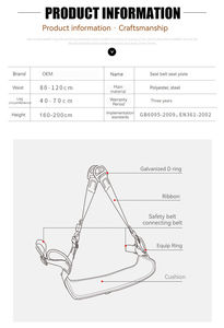 CE認証取得済み全身安全帯 ポリエステル製スチールシートボード 高所作業用 外壁清掃 落下防止 - Product Image 3