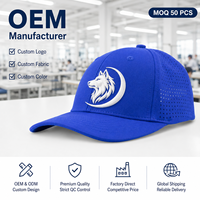 Casquette de baseball personnalisée avec logo brodé Lune de loup, bleu roi, perforée au laser, respirante, pour la course à pied – Fabricant