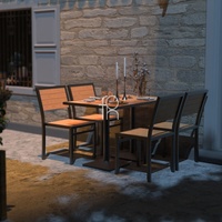 Vente flash : table et chaises de café modernes pour 4 personnes, mobilier de restaurant extérieur