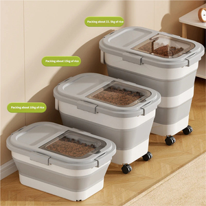 Collapsible Airtight Pet <strong>Food</strong> Bucket BPA Free <strong>Food</strong> Grade Foldable Storage <strong>Container</strong> with Wheels Scoop for <strong>Dog</strong> Cat Dry <strong>Food</strong> - Product Image 3