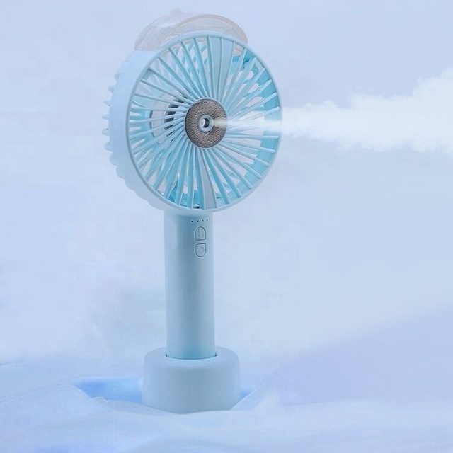 I9 Portable Handheld Mist Spray Fan Mini Cooling Fan With Desktop Base Water Spray Humidifying Fan for Outdoor Travel