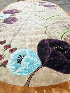 พรมสี่เหลี่ยมผ้าวูล/ผ้าไหมลายดอกไม้สำหรับงานกลางแจ้งกันลื่นกันลื่นสำหรับงานกลางแจ้ง - Product Image 4