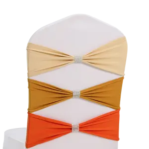 24 Colours Spandex Wedding Chair Sashes With Shiny Belt Buckle In The Middle Stretch Bow Tie Party Hotel