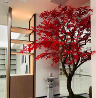 Décoration intérieure en fibre de verre, grand arbre de simulation, arbres rouges d'automne, arbre d'érable artificiel japonais