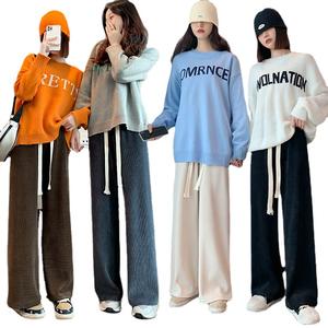 Otoño Invierno nuevos pantalones casuales de cintura alta para mujer pantalones vaqueros de talla grande gruesos de pierna recta adelgazantes de terciopelo de algodón europeo - Product Image 5