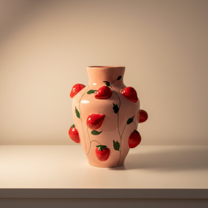 3D en relieve fresa limón fruta cerámica jarrón planta maceta decoración del hogar - Product Image 1
