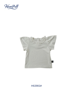T-shirts unisexes doux et extensibles pour enfants, avec jolies manches à volants et bordure en dentelle, pour l'été, le quotidien et les jeux