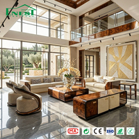 Juego de Sofás de Lujo Estilo Art Deco Italiano, Madera de Burl de Alto Brillo, Muebles para Sala de Estar, Solución Integrada para Suite Ejecutiva de Villa