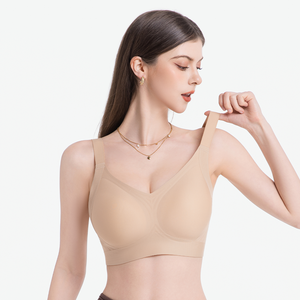 L-5XL Women's 3/4 Cup Woven Spandex/Nylon Seamless Breathable Thin Wire-Free Adjustable Straps Everyday Use Push-Up Solid Bra
