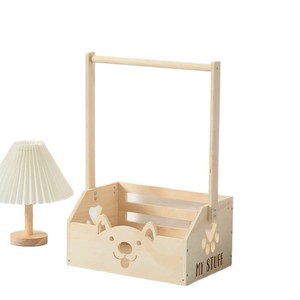 Panier de rangement créatif en bois pour articles de bébé avec découpe visage d'ours et poignée gravée, panier à vêtements pour bébé en bois massif personnalisé - Product Image 5