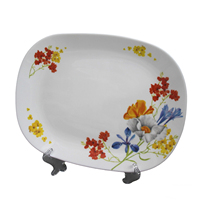 Ensemble de service en verre opale résistant à la chaleur LKSW, prix d'usine, avec bol et assiettes carrés en verre opale
