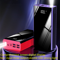 Cargador de teléfono móvil de alta capacidad, cuatro puertos USB, interfaz de tres entradas, batería externa de 40000mah
