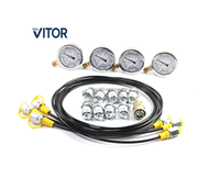 Kit hydraulique de haute qualité pour engins de construction avec 4 flexibles, 4 manomètres, 10 raccords, 3 connecteurs en T, garantie de 6 mois