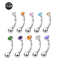 Gaby 16G Titane Zircon Punk Anneau de Sourcil Boucle d'Oreille Daith ASTM-F136 Prince Albert Unisexe Cadeaux de Fête Mariage Vente en Gros