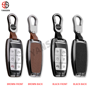현대 제네시스 G70 G90 G80 GV80 2024년형 스마트키 케이스 커버 아연 합금 가죽 키홀더 - Product Image 4