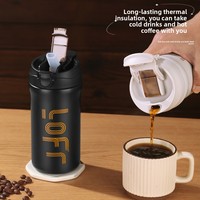 Tasse à café portable isotherme épaissie avec paille, compatible eau bouillante, sangle de transport – Design minimaliste de luxe pour hommes et femmes