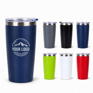 Custom logo 20oz Classic Powder Coated <b>Vacuum</b> Insulated Travel Coffee Mug 20 oz Stainless Steel Tumbler with Lid - Product Image 1
