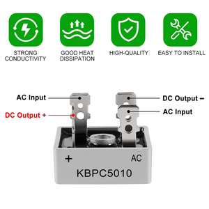 Diodo Rectificador de Puente KBPC5010 1000V 50A, Módulo Rectificador Monofásico de Onda Completa de CA a CC para Fuente de Alimentación y Electrónica - Product Image 3