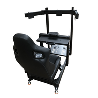 Cabina de Simulación de Carreras con Perfil de Aluminio Personalizado, Asiento para Simulador de Conducción DIY con Movimiento y Soporte para Tres Monitores