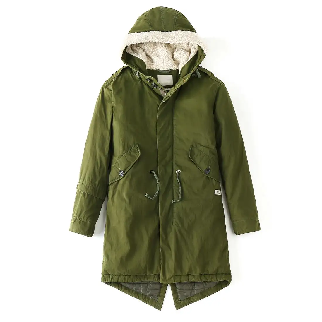 Fashion Duck Down Fishtail Parka Mens Coats Men Winter Button Up Jacket Green Parkas