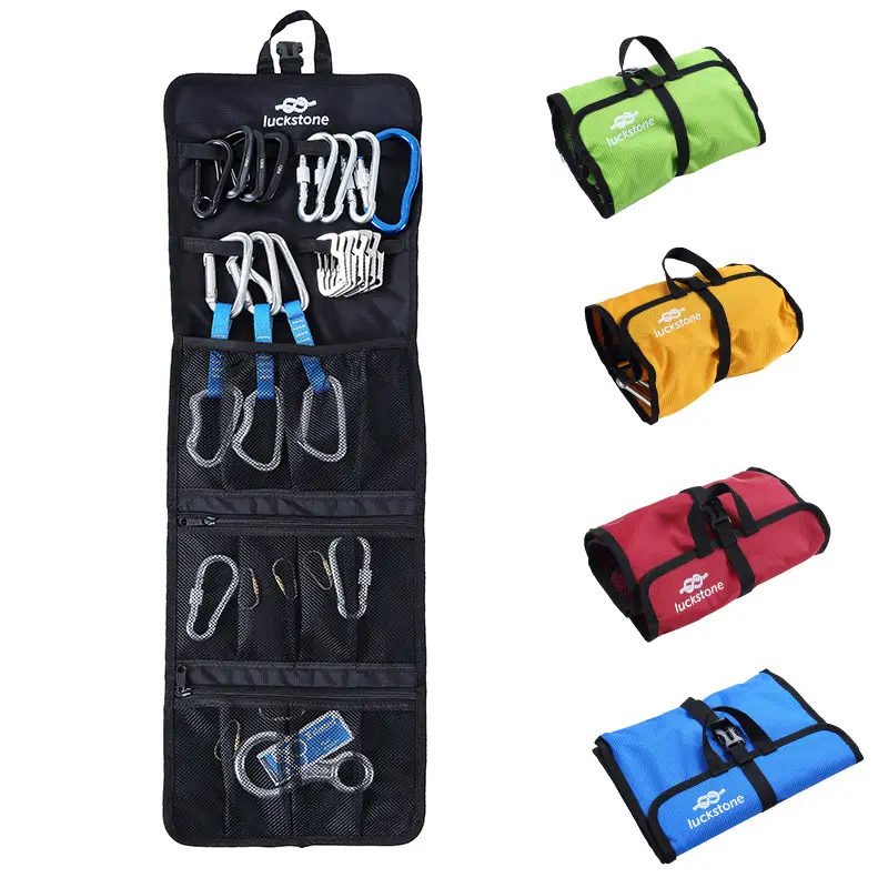 Ederbou Hanging Storage Bag 420d Oxford Cloth leggero pieghevole Zipper Mesh Pouches borse in corda per Ice Rock Climbing Hook