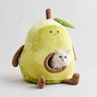 Lit pour chat en forme d'avocat de qualité supérieure, maison-caverne semi-fermée pour animaux de compagnie, nid douillet en velours chaud pour chaton, lit pour chien d'intérieur pour la décoration hivernale